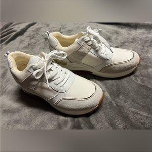 SOLD- ANJOUFEMME Women Walking Shoes Fashion Wedge Comfort
Sneakers Ivory Gold